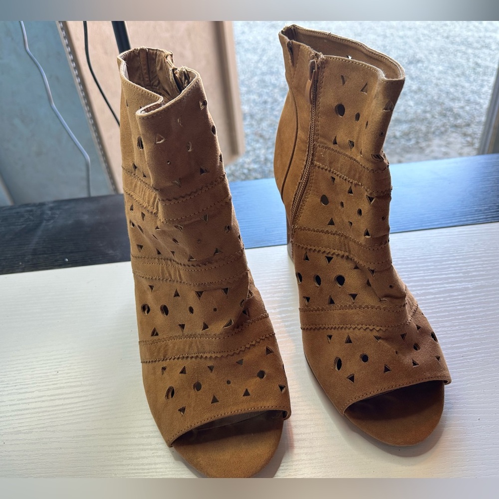 Torrid Tan Cutout Peep-Toe Booties - Size 12 - $20